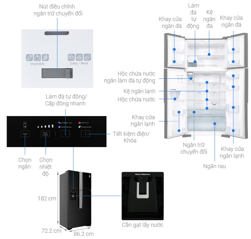 Tủ Lạnh Hitachi R-FW690PGV7X 540L Inverter