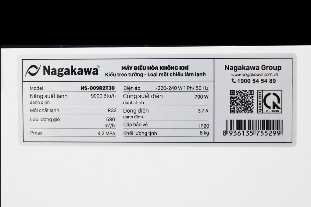 Điều hoà Nagakawa 12000 BTU 1 chiều NS-C12R2T30