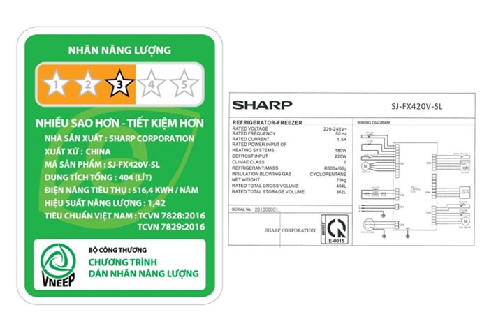 Tủ lạnh Sharp Inverter 362 lít Multi Door SJ-FX420V-SL