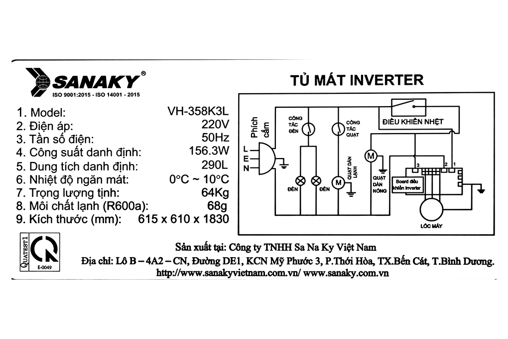 Tủ mát Sanaky Inverter 290 lít TM.VH-358K3L