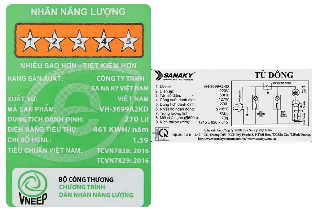 Tủ đông Sanaky 270 lít TD.VH3699A2KD