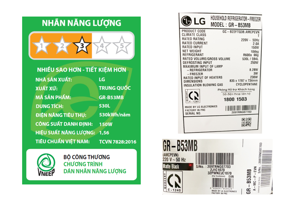 Tủ lạnh LG Inverter 530 Lít GR-B53MB