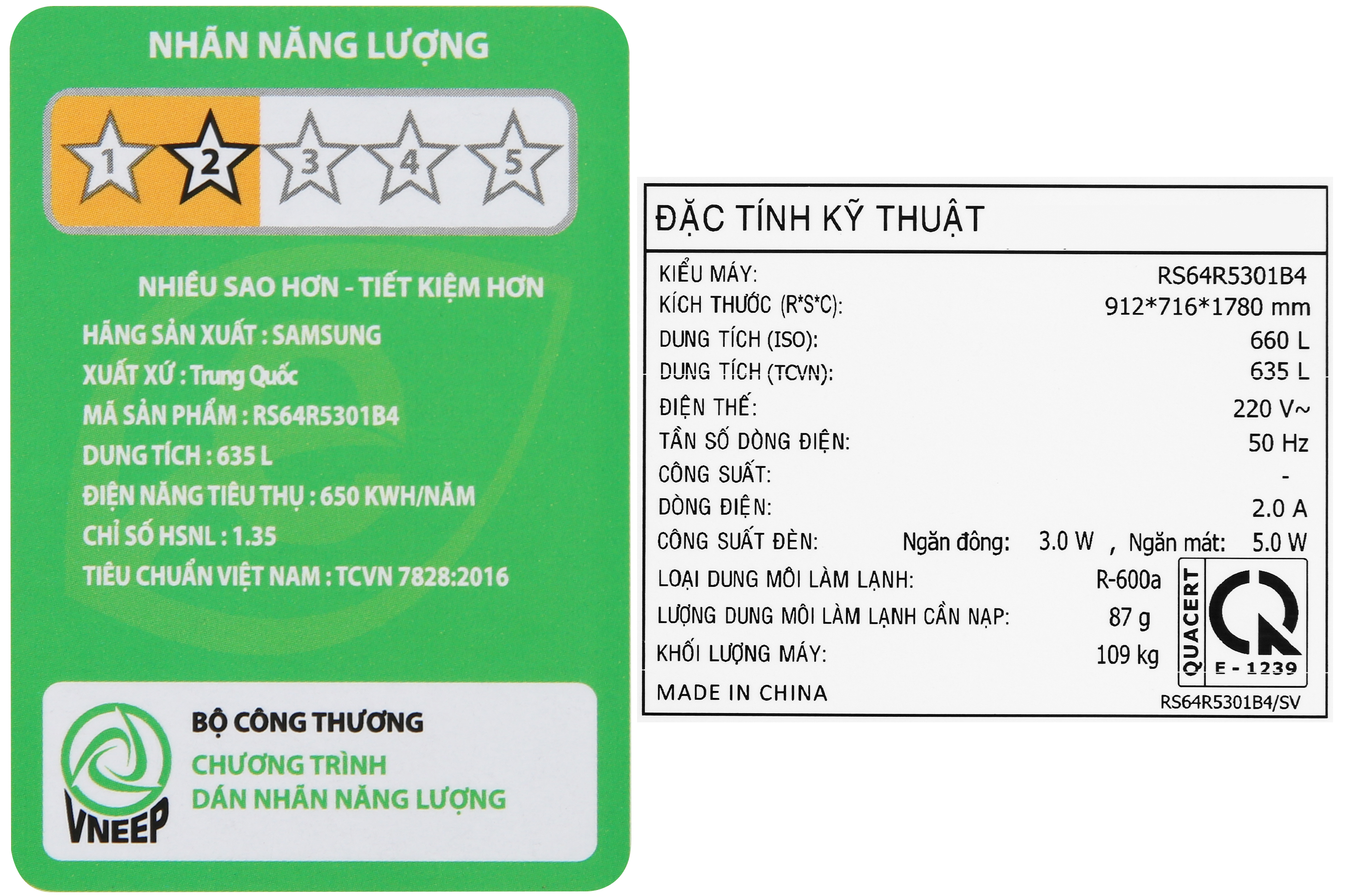 Tủ lạnh Samsung Inverter 635 lít Side By Side RS64R5301B4/SV