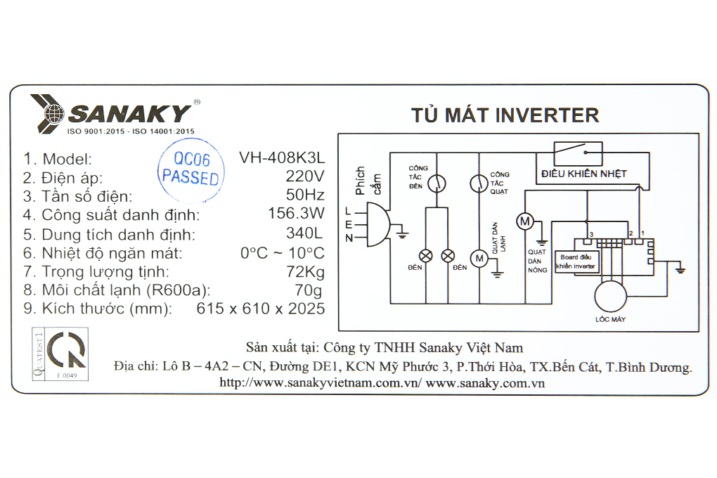 Tủ mát Sanaky Inverter 340 lít TM.VH-408K3L